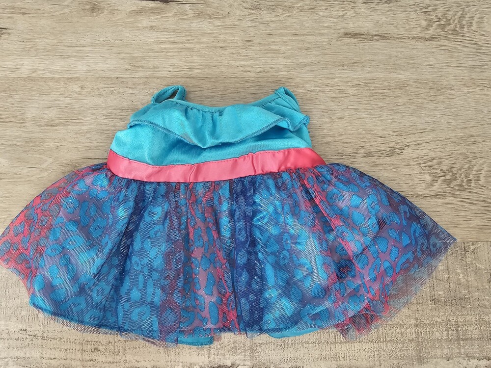 Build A Bear Spaghetti Strap Dress Turquoise Blue Pink Leopard Print Tulle #56